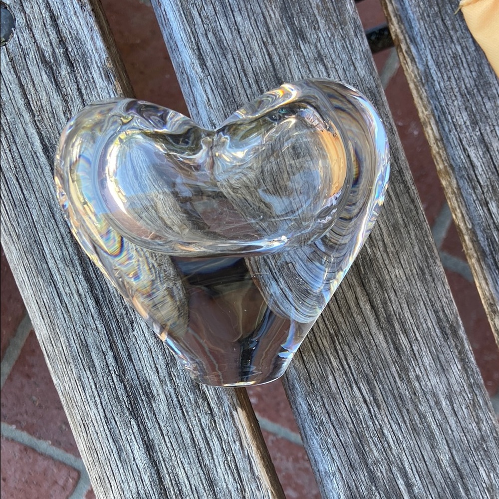 Retro Svend Jensen Clear Glass Heart bud vase